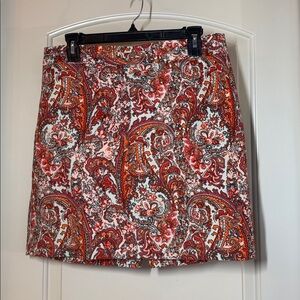 Ann Taylor LOFT‎ Petite Skirt Paisley Print Cotton Blend Career Size 10 P F-1159